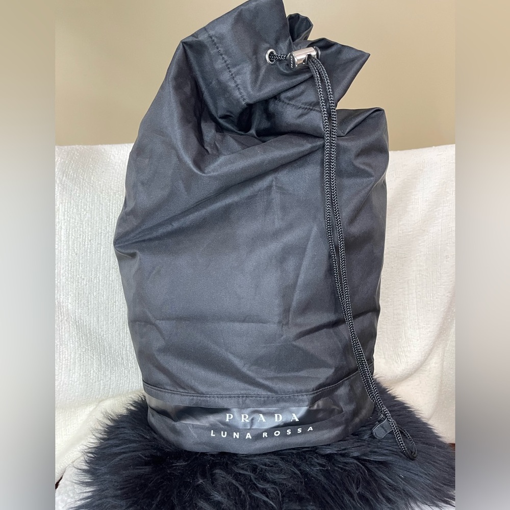 Prada Black Luna Rossa Shoulder Duffle/Bucket Bag
